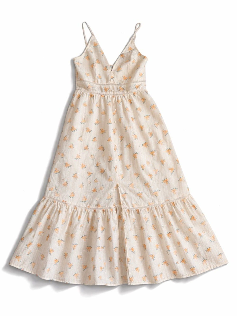 BEAUTIFUL!!  Simplee Cream Floral Maxi Sundress w/Embroidered Detail 100% Cotton - Picture 2 of 7